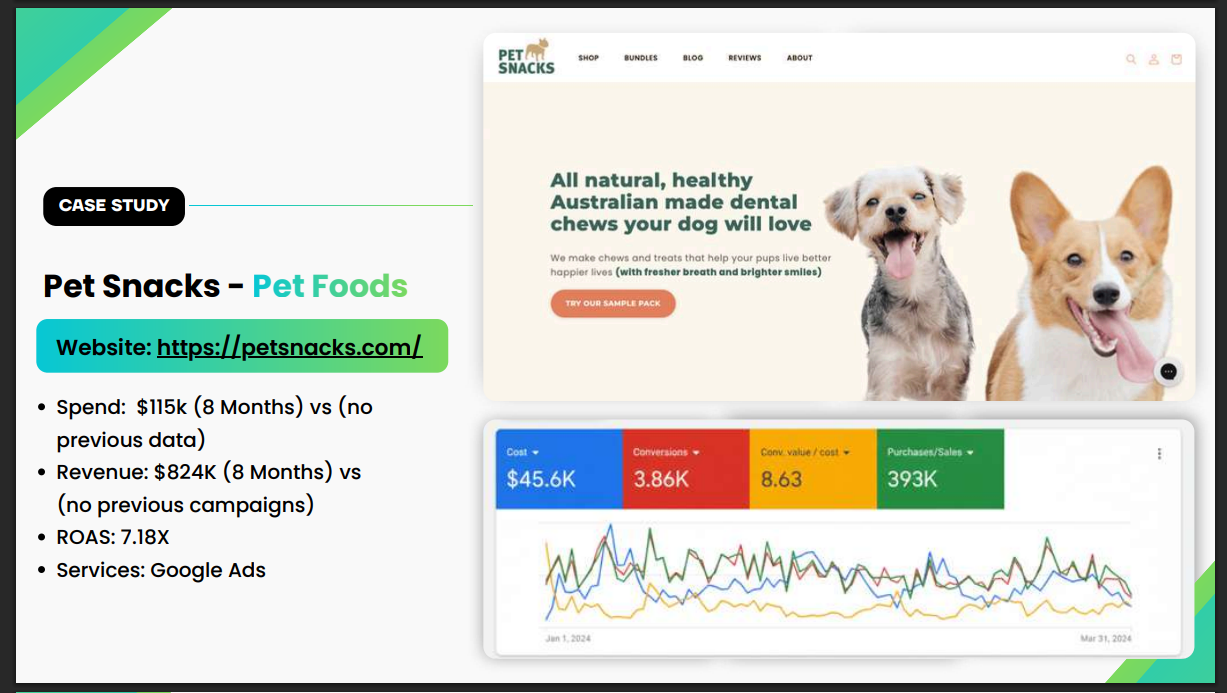 Pet Snacks Google Ads Results